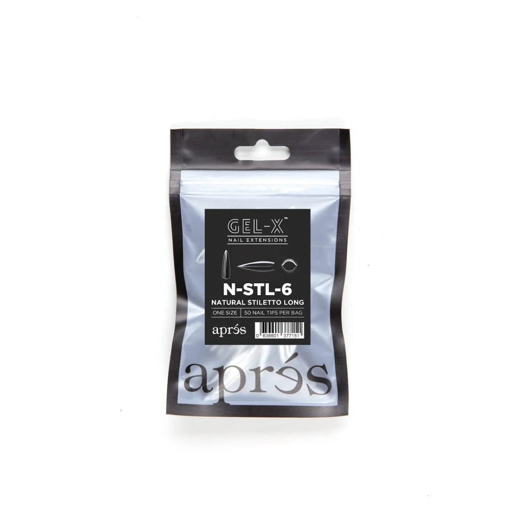 Apres Gel-X Refill Tips - Natural Stiletto Long (50Pcs)