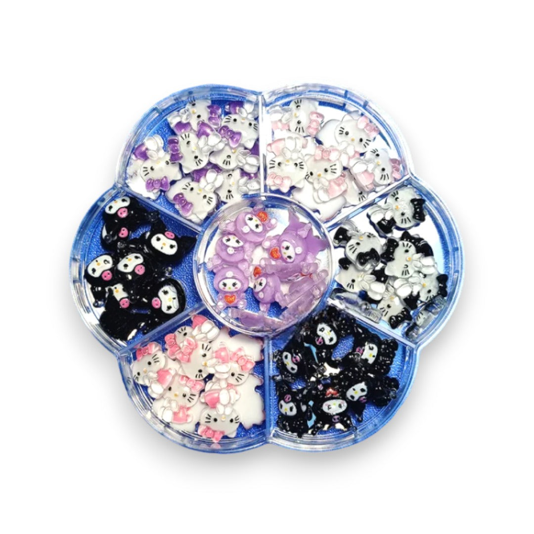 Resin Hello Kitty & Kuromi Charm Set for Nail Art Designs