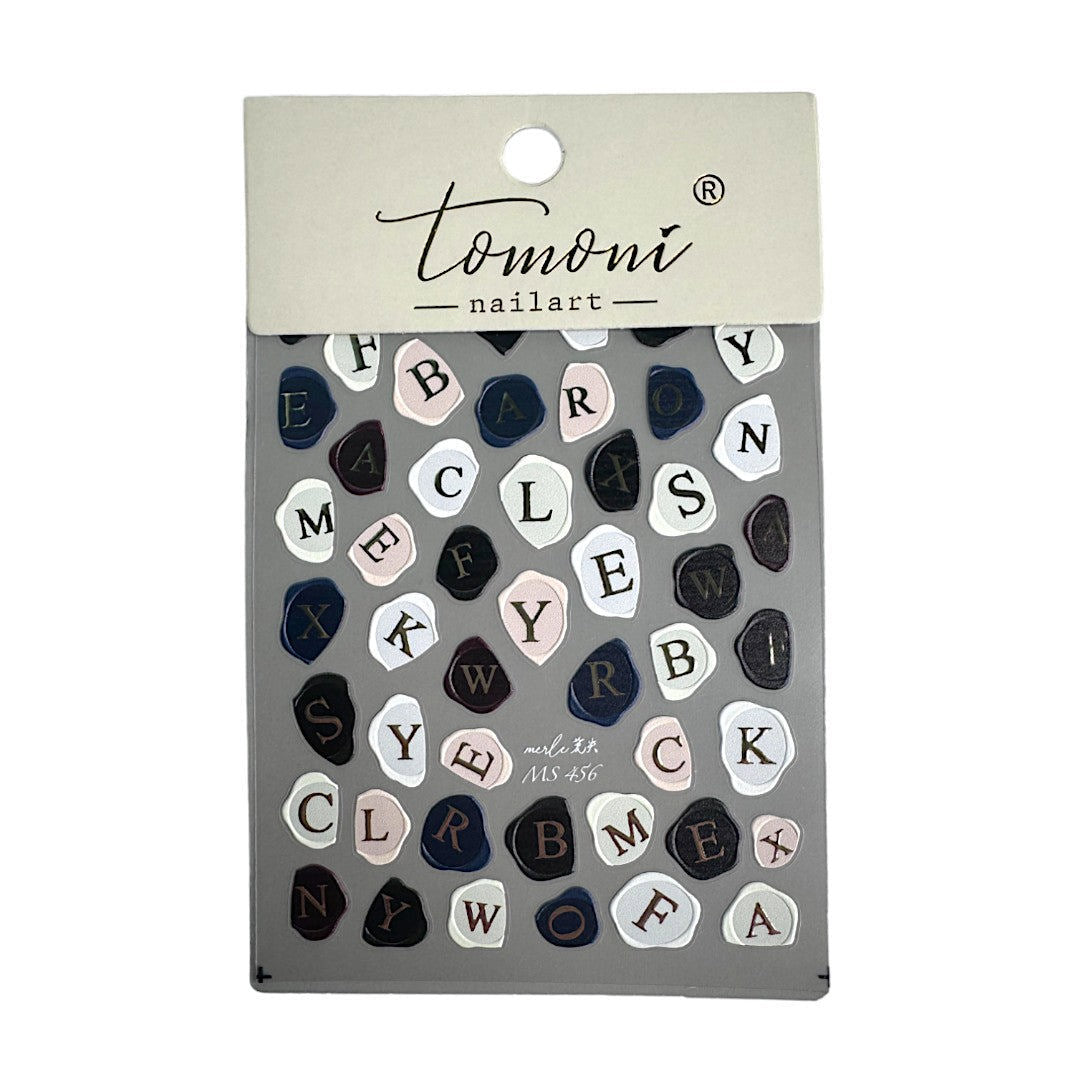 CNBS Nail Stickers - Black & White Letter Blots #MS456