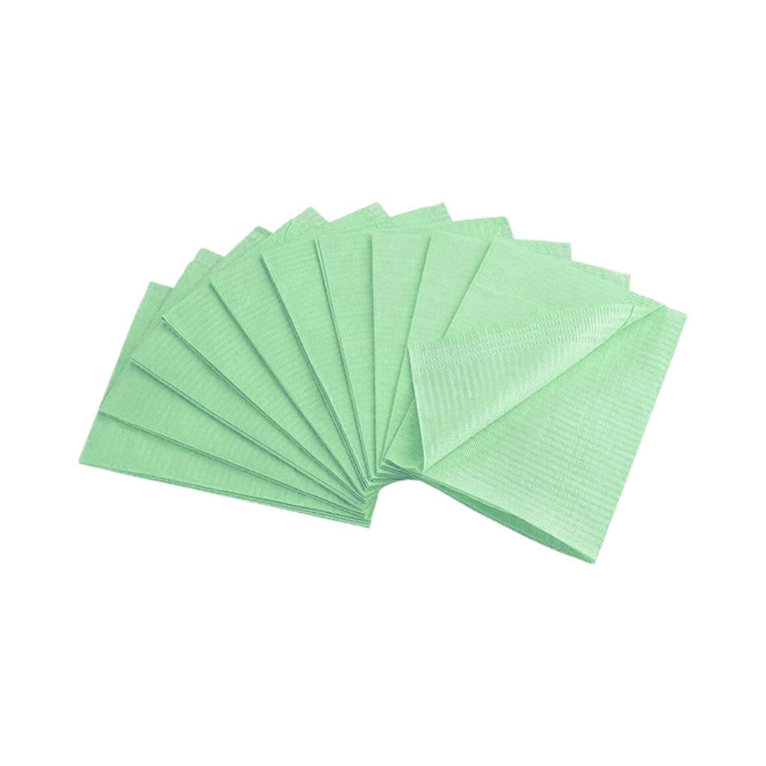 Medicom SafeBasics 2-ply Dry-Back Bibs - Green (Bag of 200)