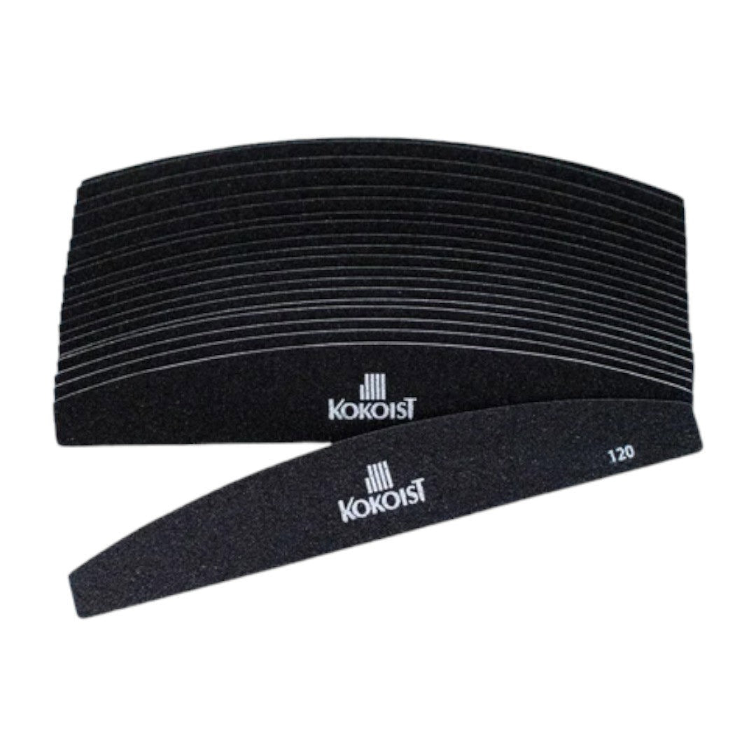 Kokoist Nail Files - Replaceable Half Moon 120 Grits - Black (Pack of 20)