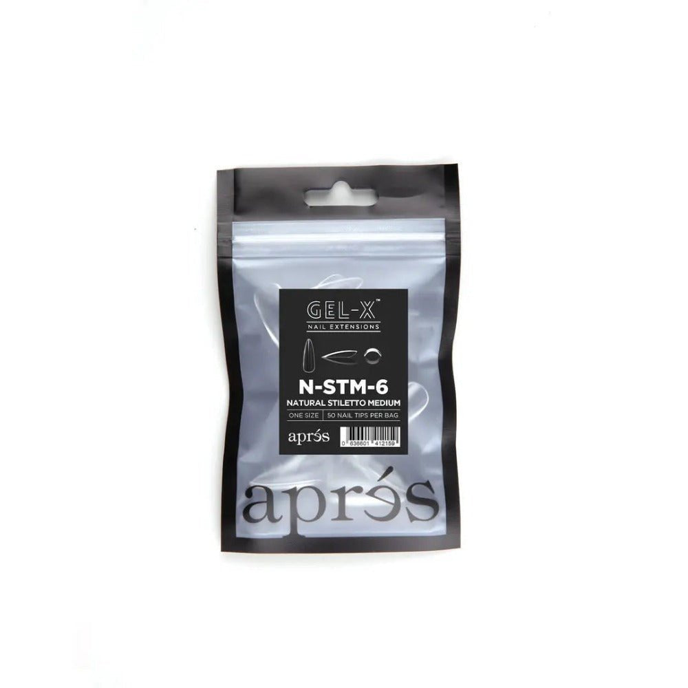 Apres Gel-X Refill Tips - Natural Stiletto Medium (50Pcs)