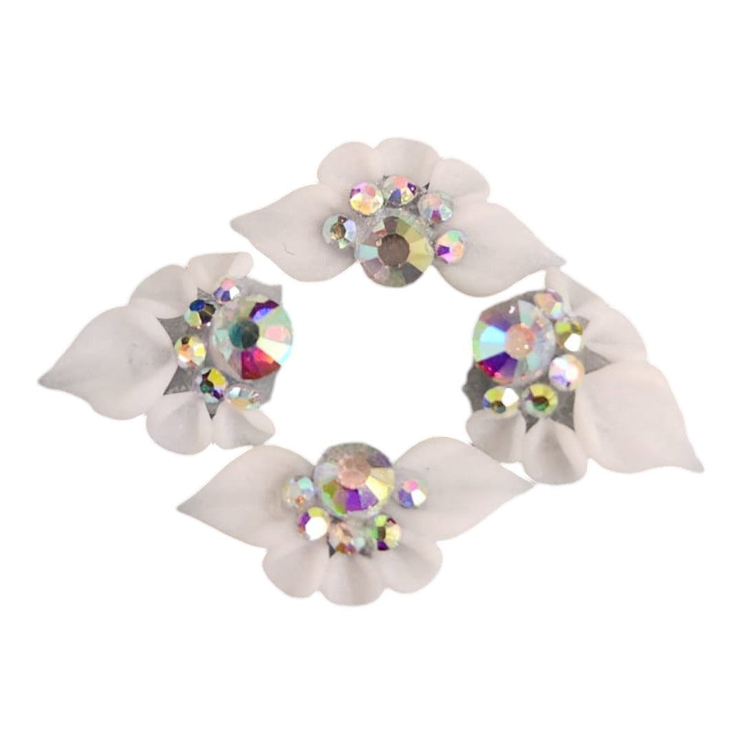 CNBS Nail Charms - 3D Handmade Acrylic White Flower Varied Style 4Pcs