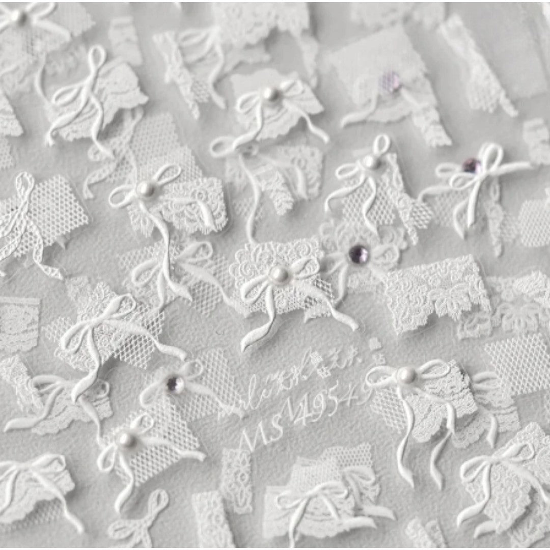 CNBS Nail Stickers - White Bows #MS495