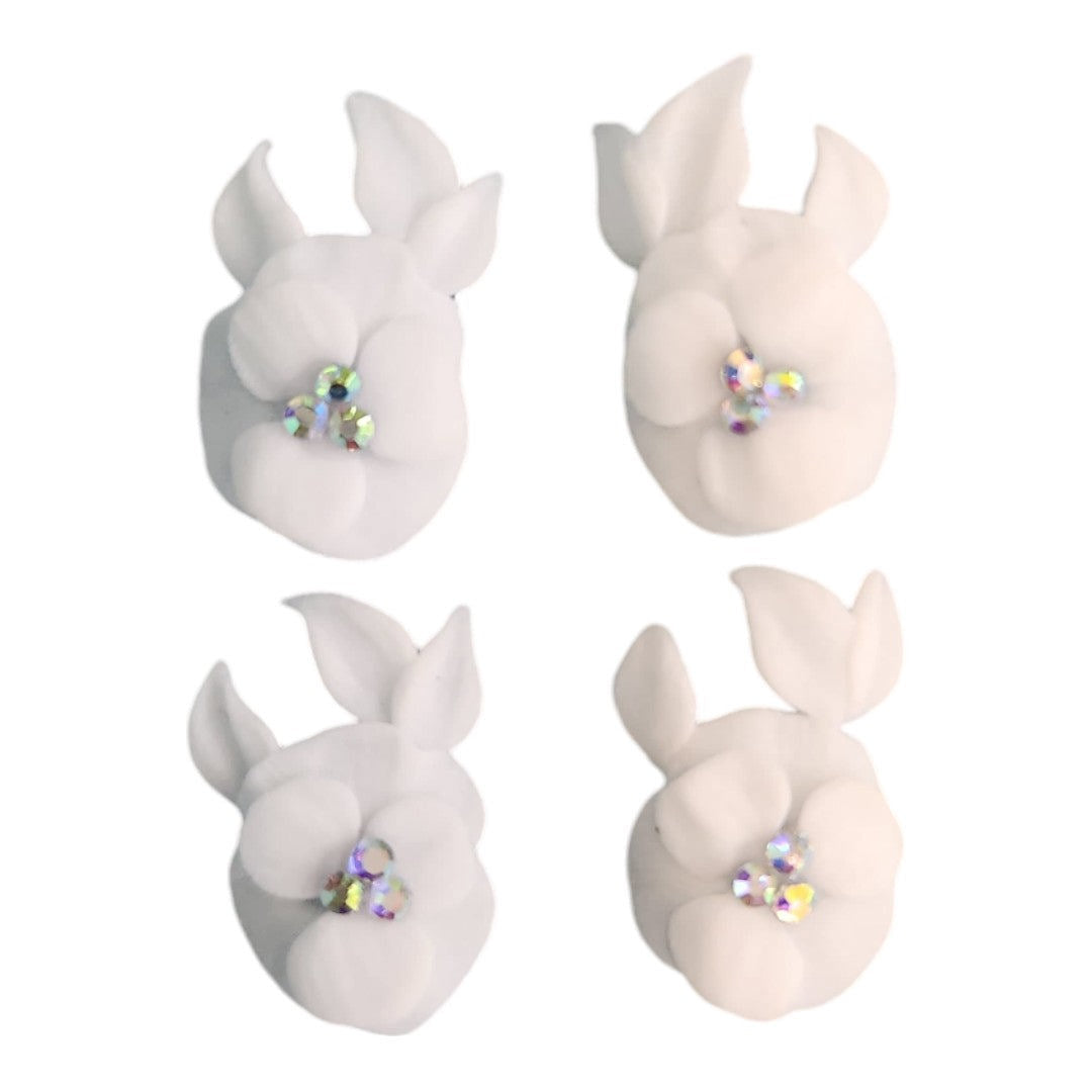 CNBS Nail Charms - 3D Handmade Acrylic White Flower 2 Varied Style 4Pcs