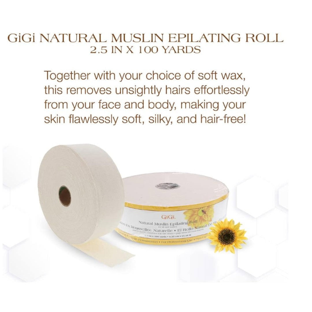 Gigi Wax Strips - Natural Muslin Roll 2.5"X100 Yards #0645