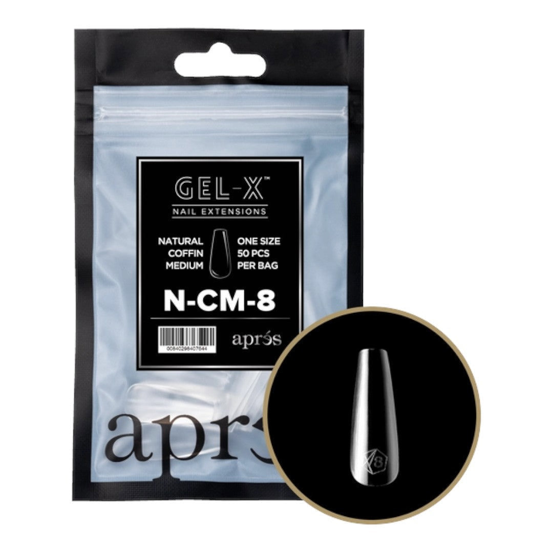 Apres Gel-X Refill Tips 2.0 - Natural Coffin Medium (50Pcs)