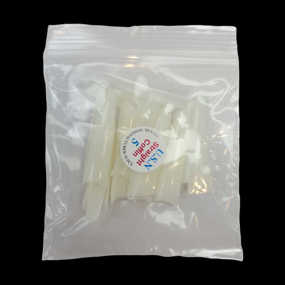 USN Nail Tips - Natural Straight Coffin (Bag Of 50)