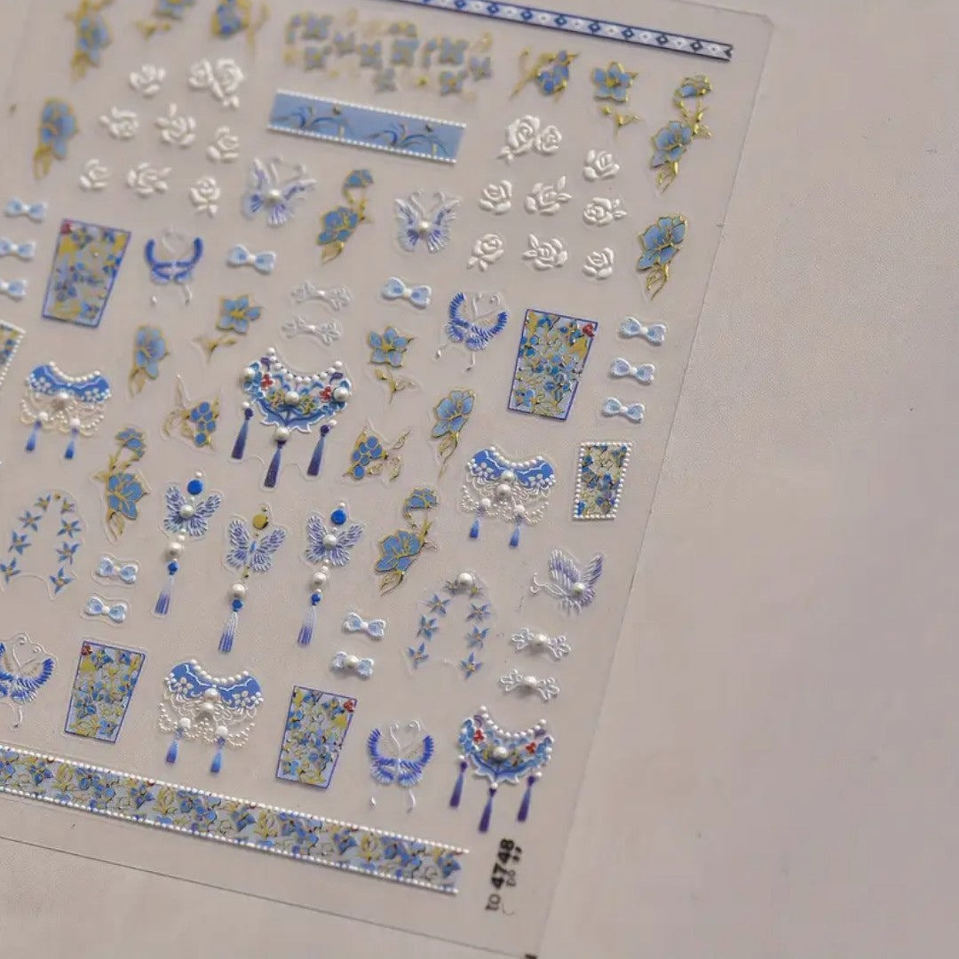 CNBS Nail Sticker - Elegant Blue & White Porcelain #TO4748