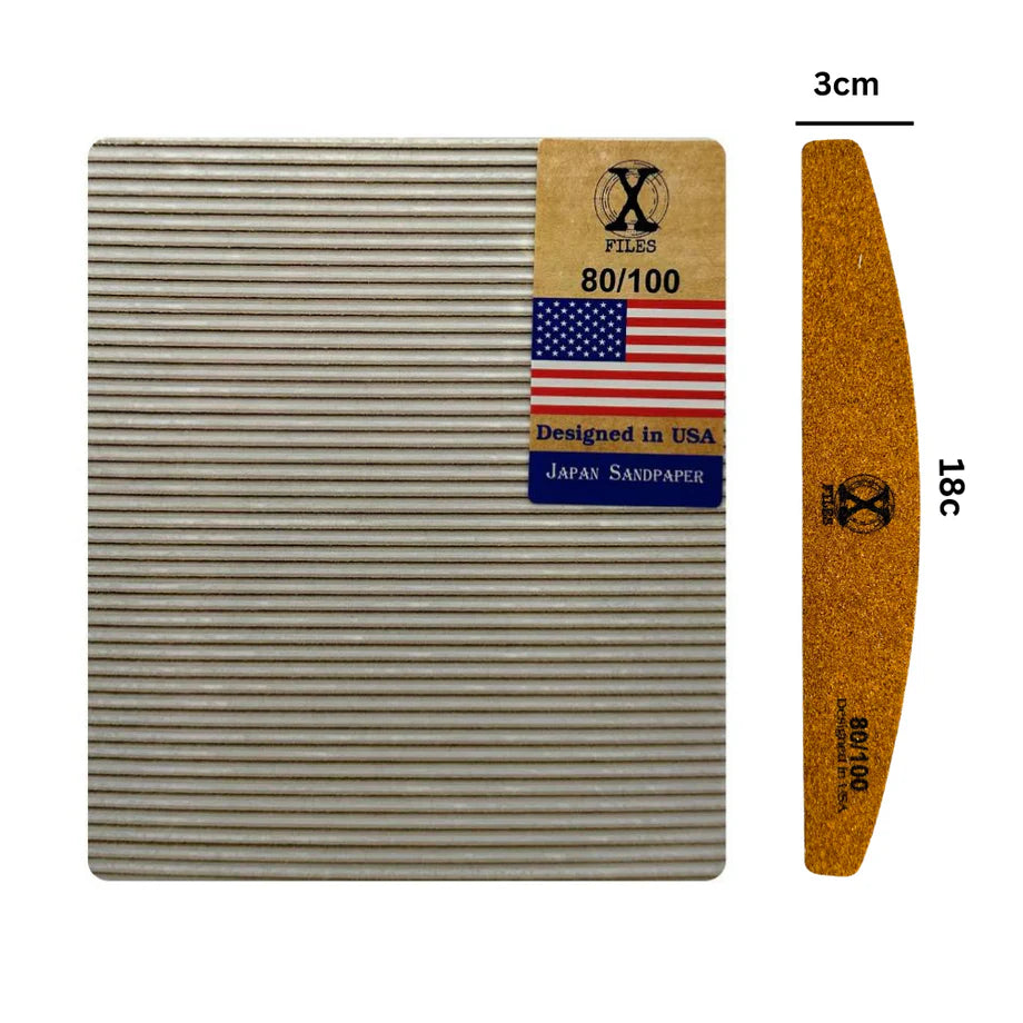 X-Files Halfmoon Nail Files - Brown 80/100 Grit (Pack Of 50)