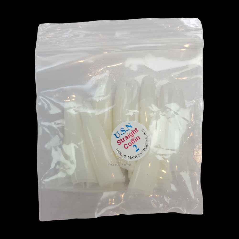 USN Nail Tips - Natural Straight Coffin (Bag Of 50)