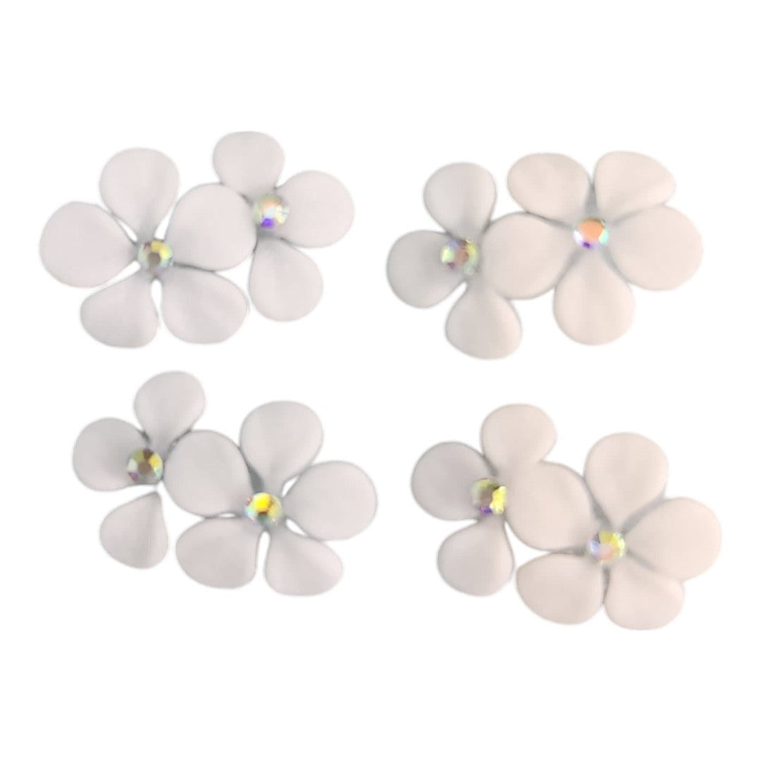 CNBS Nail Charms - 3D Handmade Acrylic White Flower 2 Varied Style 4Pcs