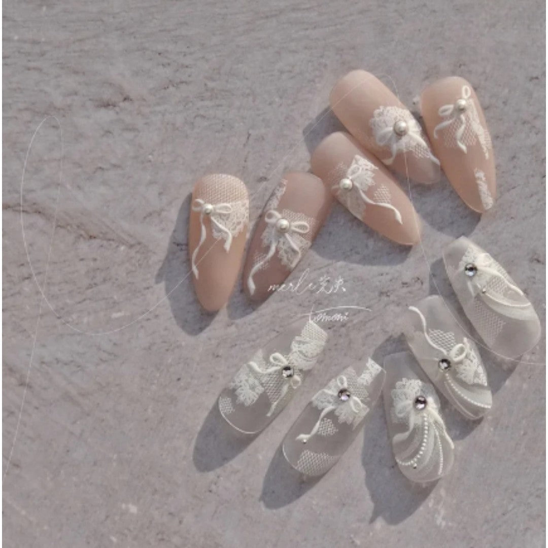 CNBS Nail Stickers - White Bows #MS495