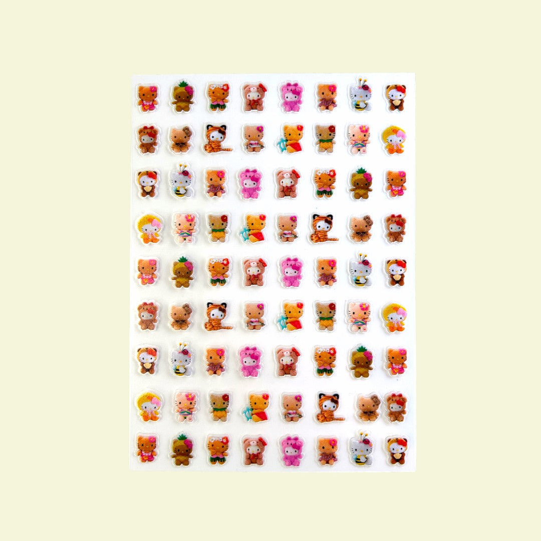 CNBS Nail Stickers - Hello Kitty x Brown Teddy Bear Style
