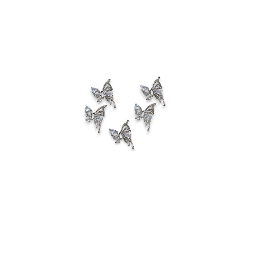 CNBS Nail Charms - Silver Butterfly (5pcs)