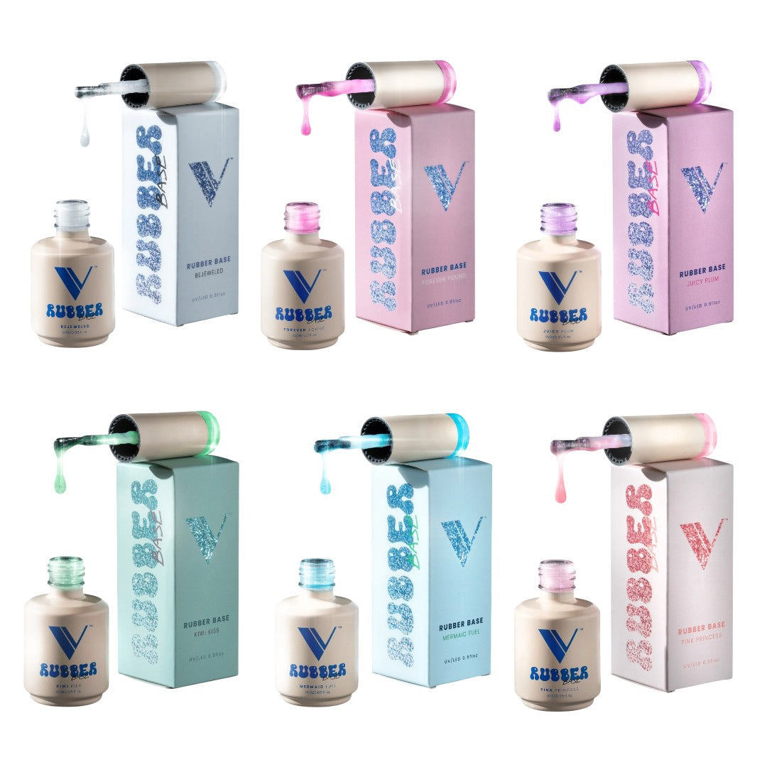 V Beauty Pure Rubber Base Glitter Addiction Collection #RB19-24 6Pcs