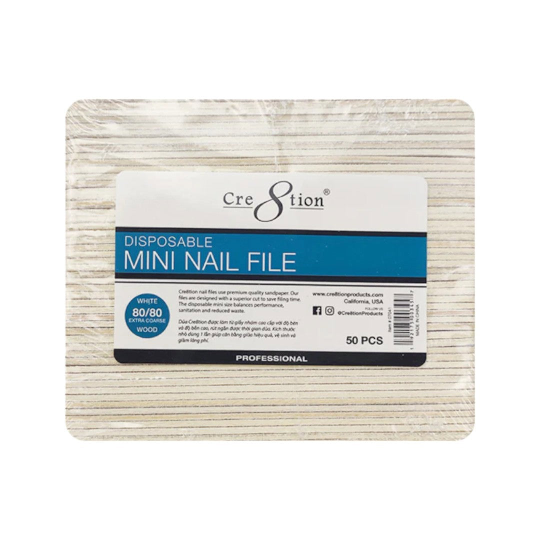 Cre8tion Mini Nail File - White 80/80 Grit (Pack Of 50)