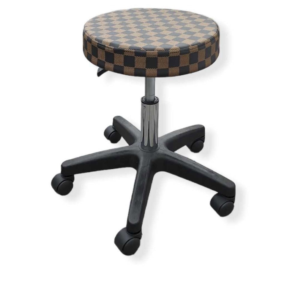 Hydraulic Circle Stool - Brown with Black Base