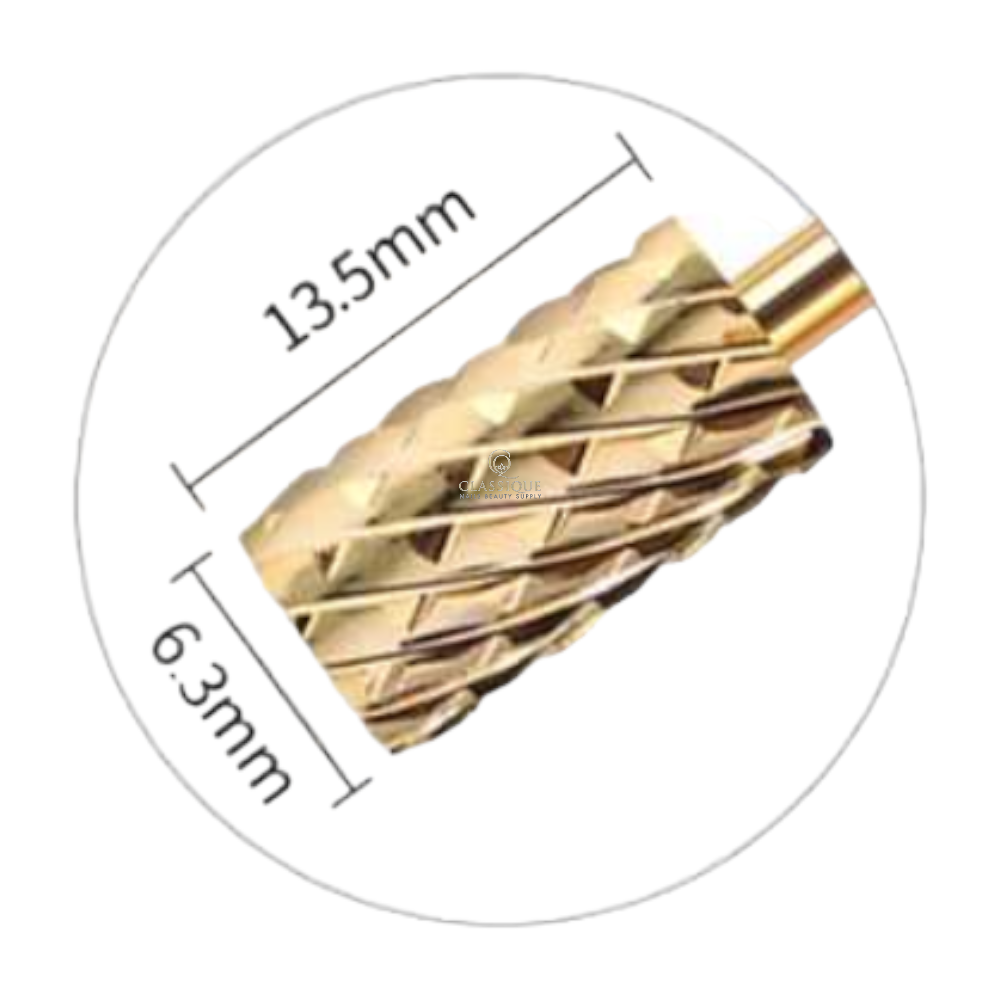SP Nail Drill Bits - Large Barrel Carbide H2X Double Extra Coarse Grit 3/32 Gold