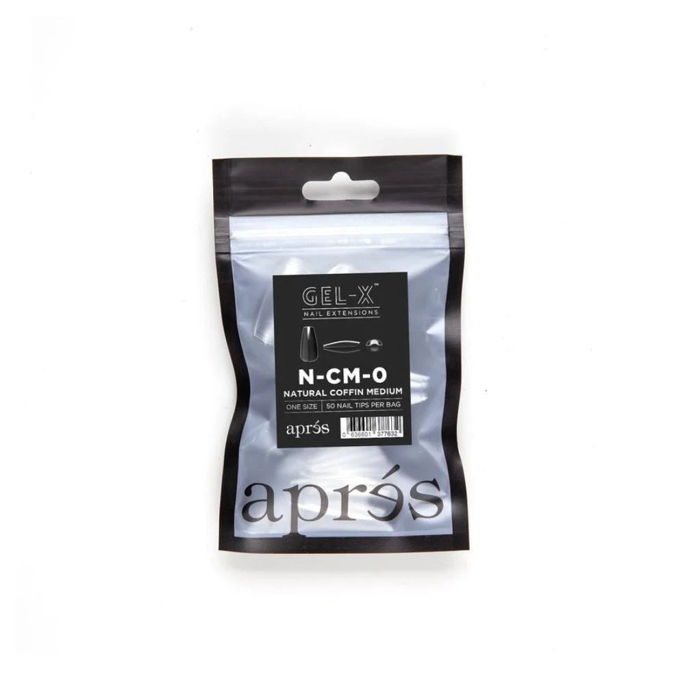 Apres Gel-X Refill Tips - Natural Coffin Medium (50Pcs)