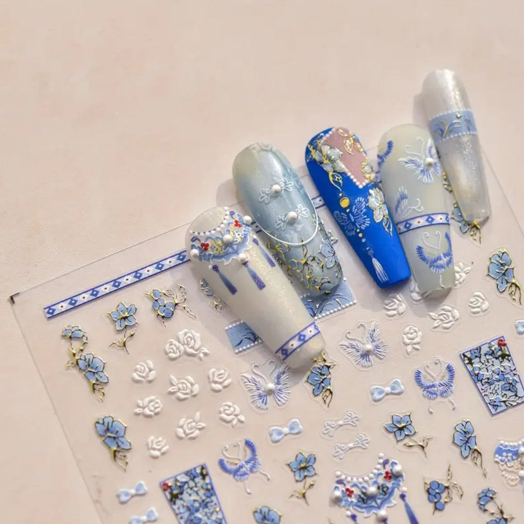 CNBS Nail Sticker - Elegant Blue & White Porcelain #TO4748