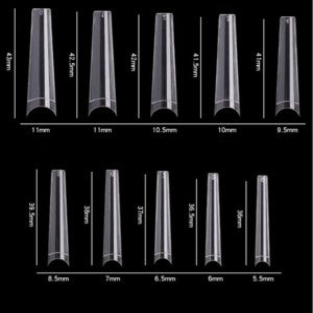 Cre8tion Special Shape 21 Clear Long Coffin 500pcs #15227 Cre8tion