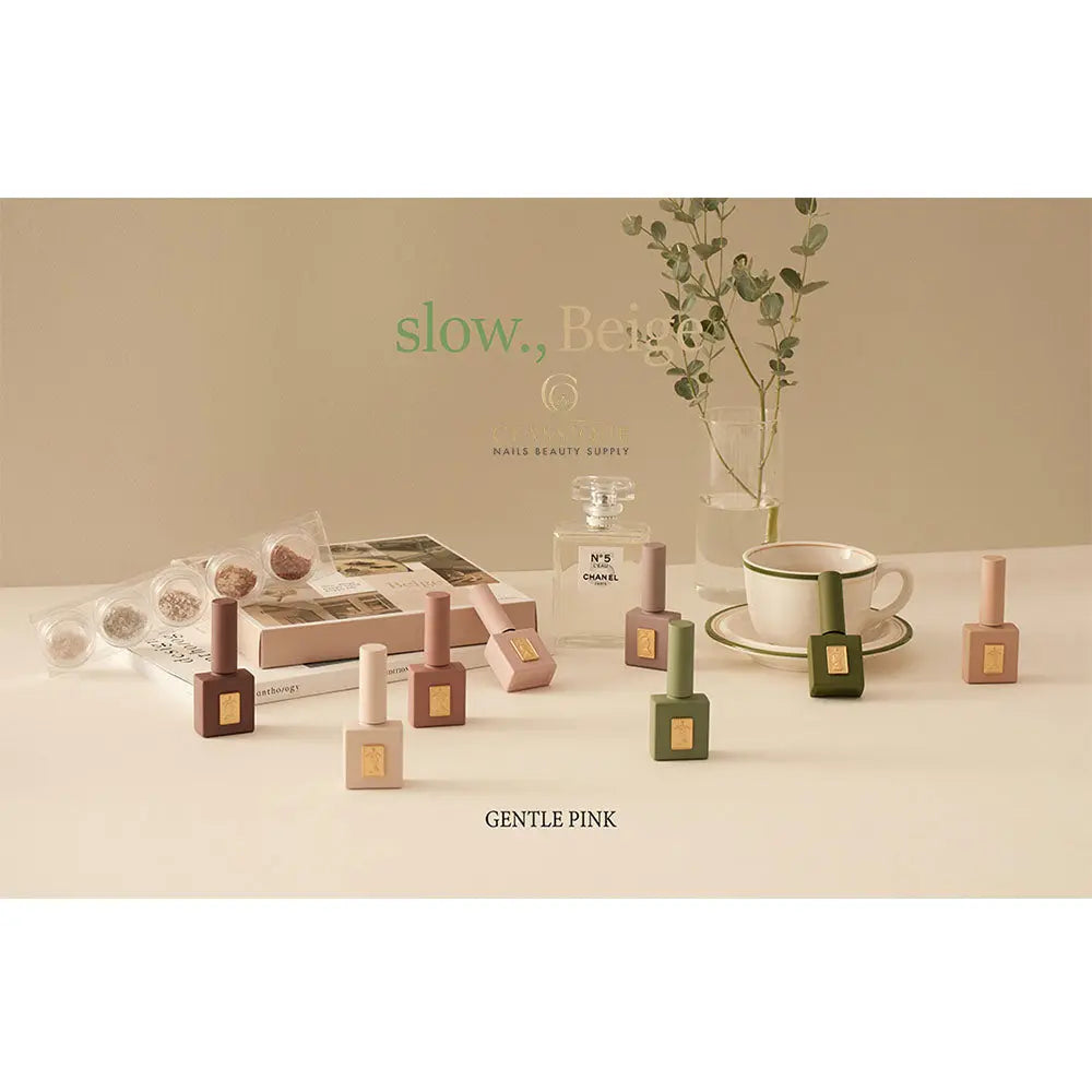 korean gel nail polish, atlantic nail supply, Gentle Pink Slow Beige Collection