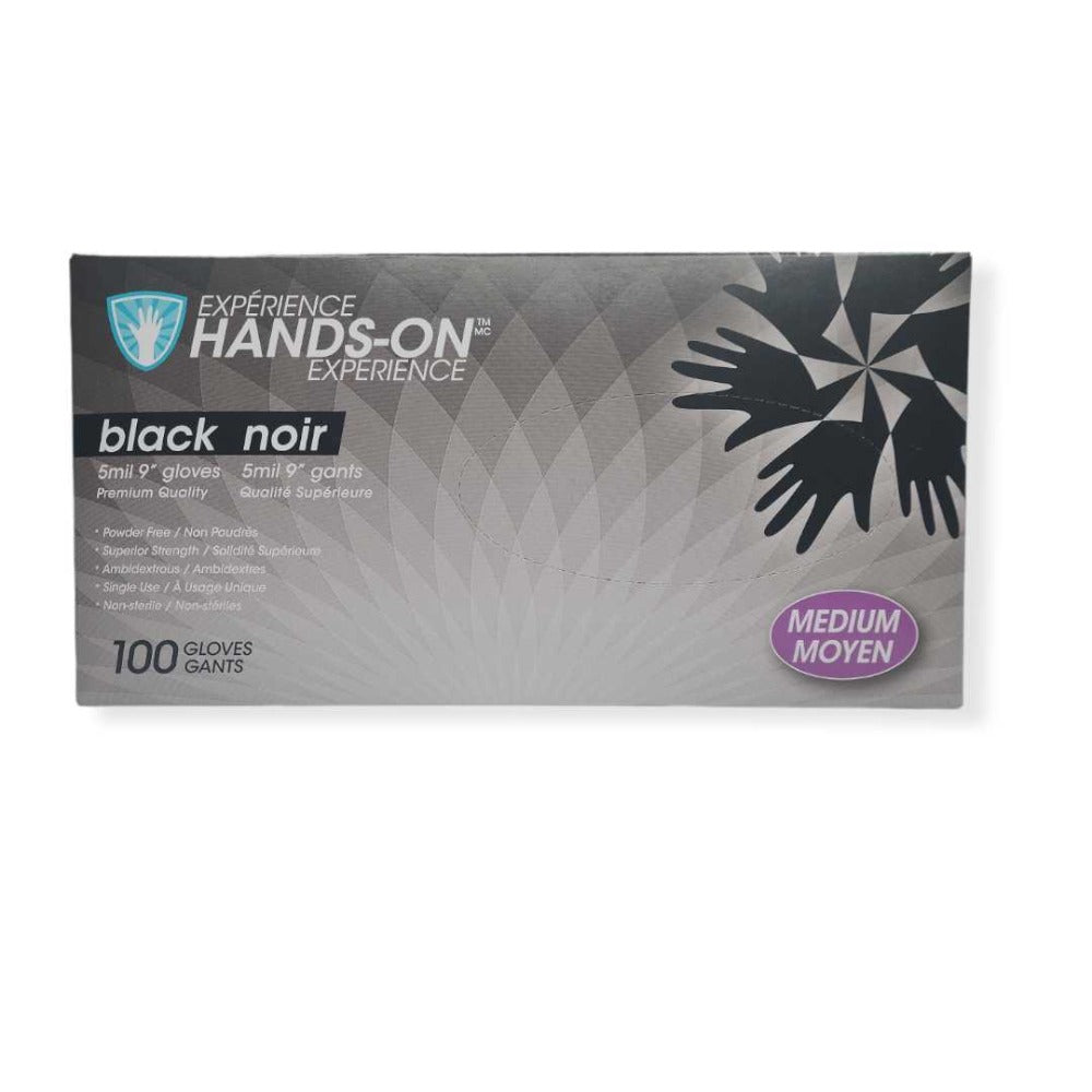 Hands On Nitrile Black Gloves (Box of 100) Classique Nails Beauty Supply Inc.