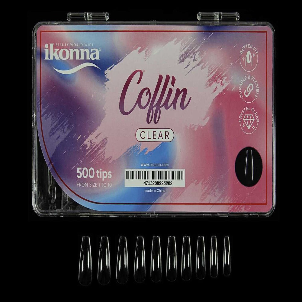 Ikonna Nail Tips Coffin Shape - Clear 500pcs #NT-CB Classique Nails Beauty Supply Inc.