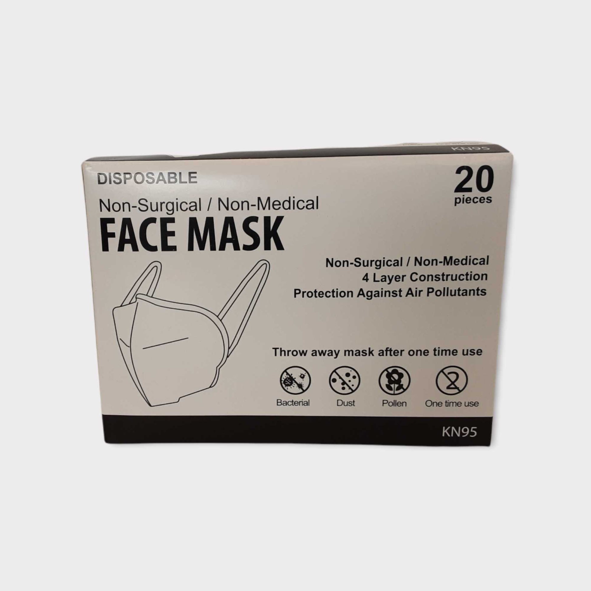 KN95 Face Mask White (Box of 20), box of masks