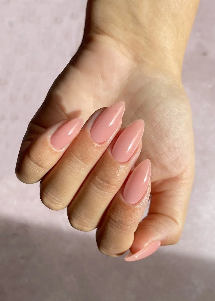 Gel overy oval shape with milky cream and American manicure pink ombré... |  TikTok