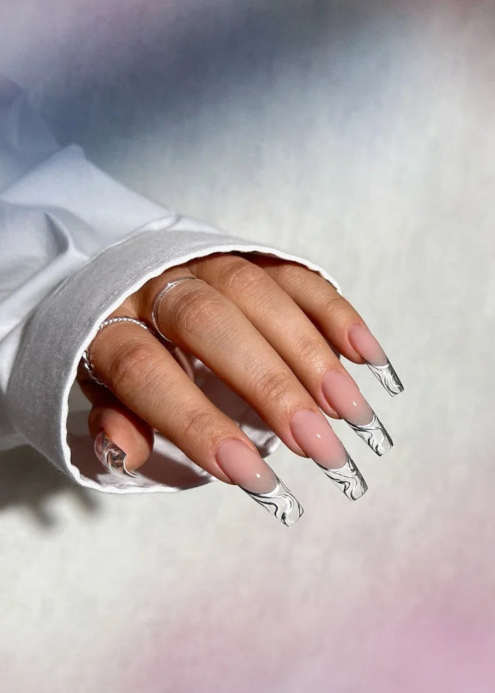 cream chrome nails