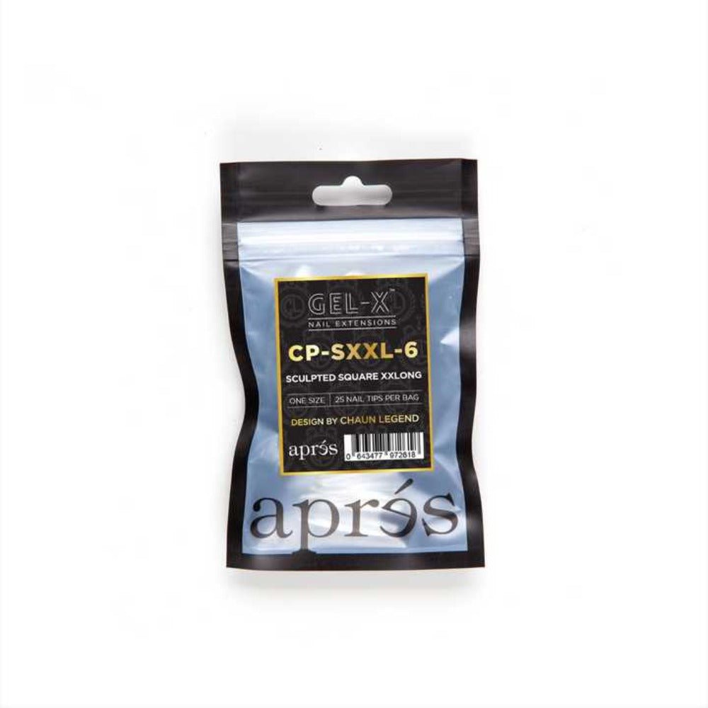 Apres, Chaun Legend x Apres Gel-X Refill Tips, short square acrylic nails, Sculpted Square XXLong (50pcs)