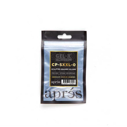 Apres, Chaun Legend x Apres Gel-X Refill Tips, clear press on nails, Sculpted Square XXLong (50pcs)