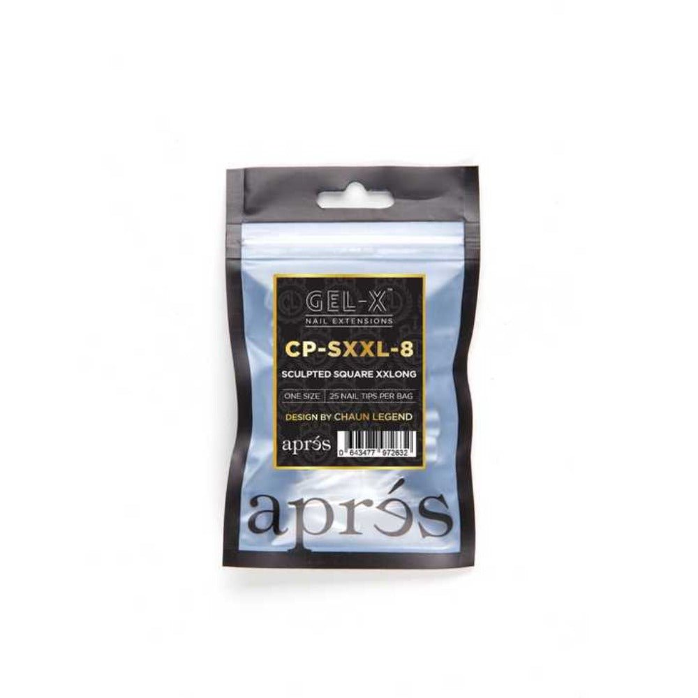 Apres, Chaun Legend x Apres Gel-X Refill Tips, short square nail art, Sculpted Square XXLong (50pcs)