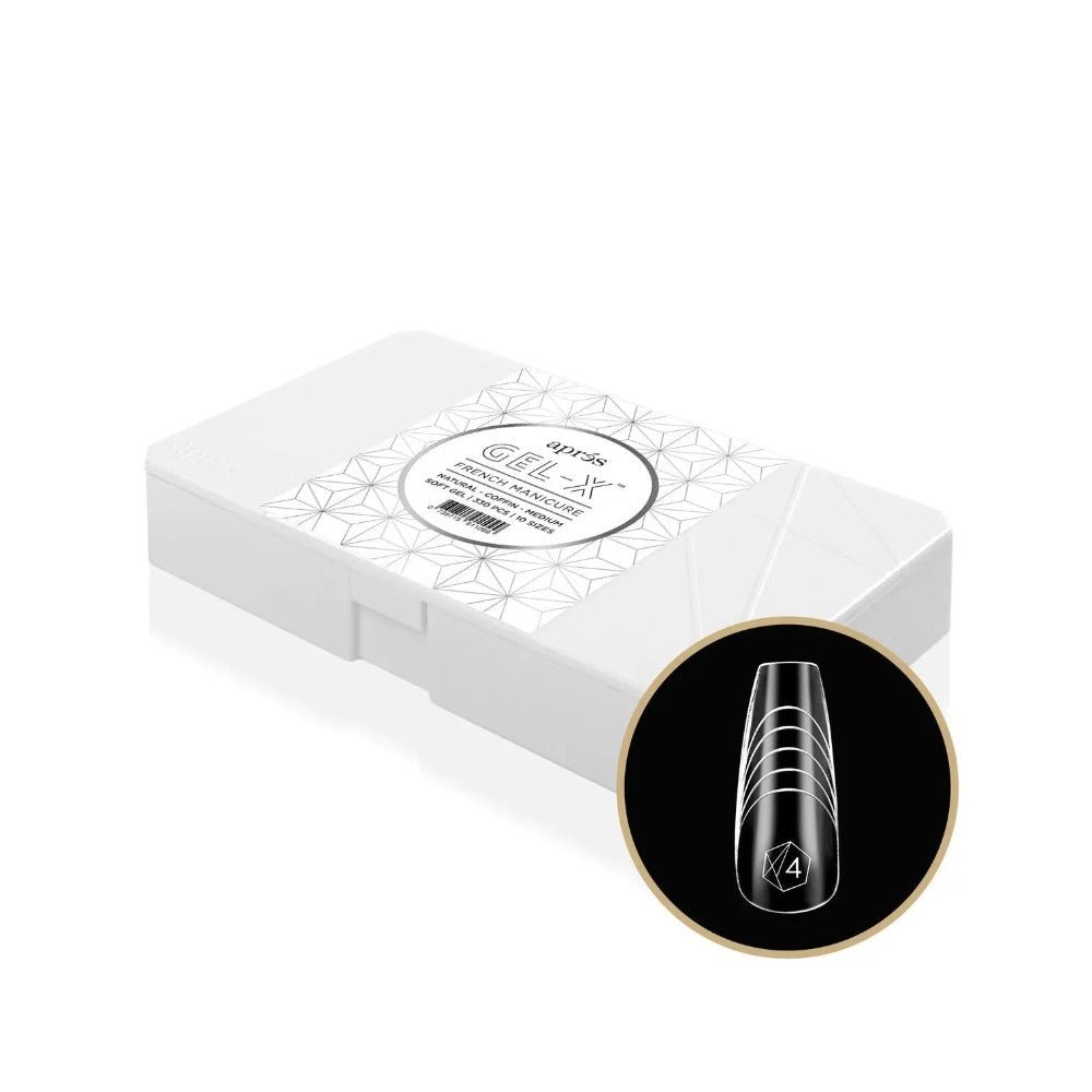 apres gel x press-on nails tips, Natural Coffin Medium, french tip nails