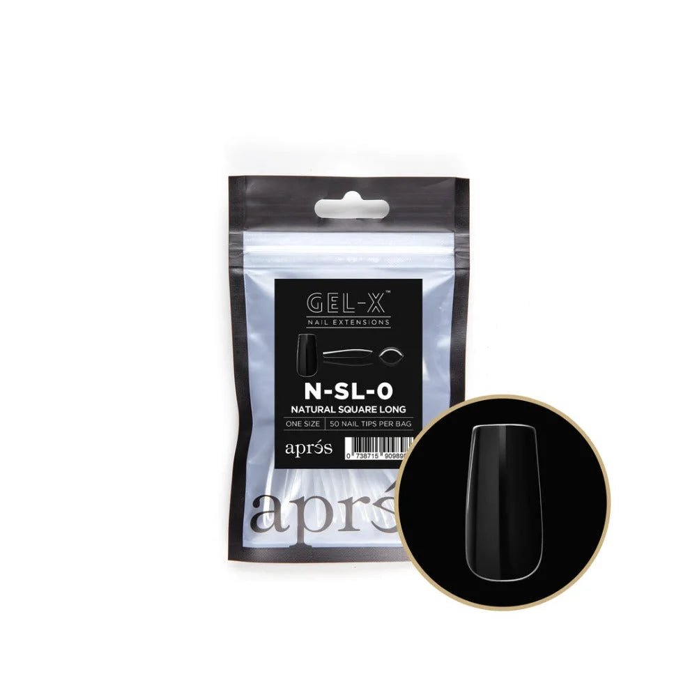 Apres Gel-X Refill Tips, clear press on nails, Natural Square Long (50pcs), classy short natural nails