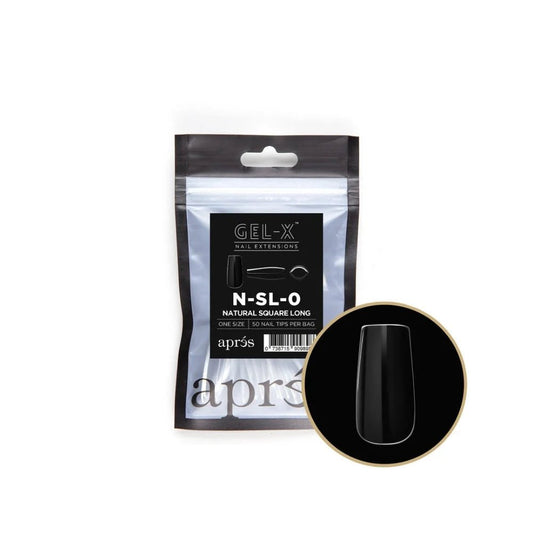Apres Gel-X Refill Tips, clear press on nails, Natural Square Long (50pcs), classy short natural nails