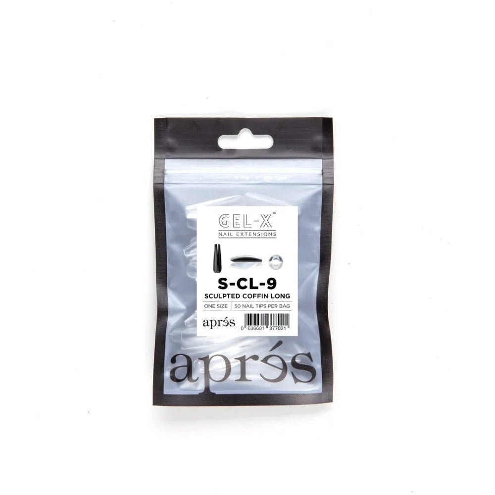 Apres Gel-X Refill Tips, clear press on nails, Sculpted Coffin Long (50pcs)