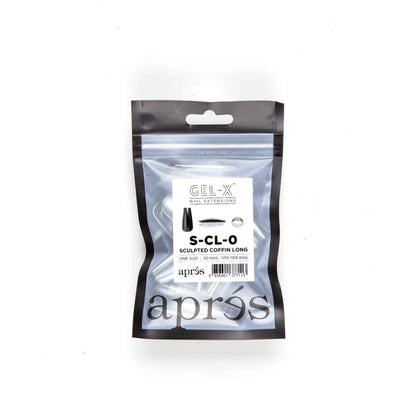 Apres Gel-X Refill Tips, clear press on nails, Sculpted Coffin Long (50pcs)