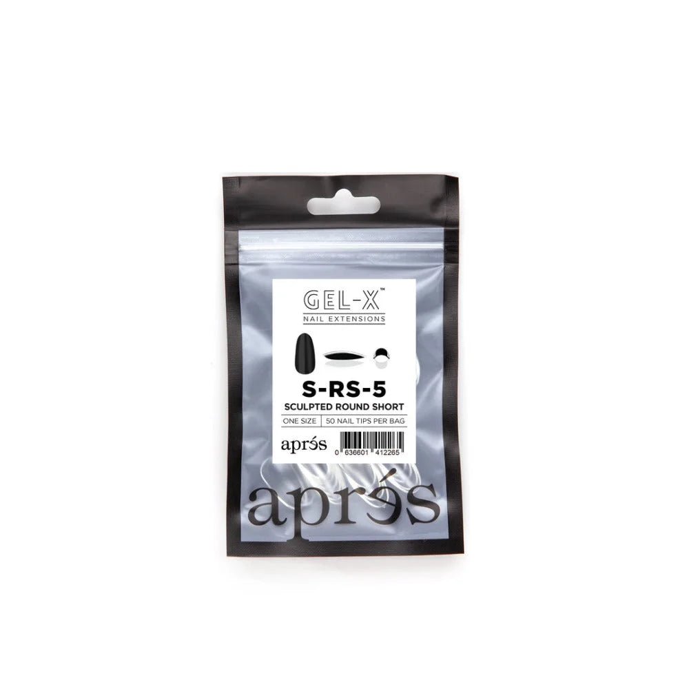 Apres Gel-X Refill Tips, clear press on nails, Sculpted Round Short (50pcs), nails short oval
