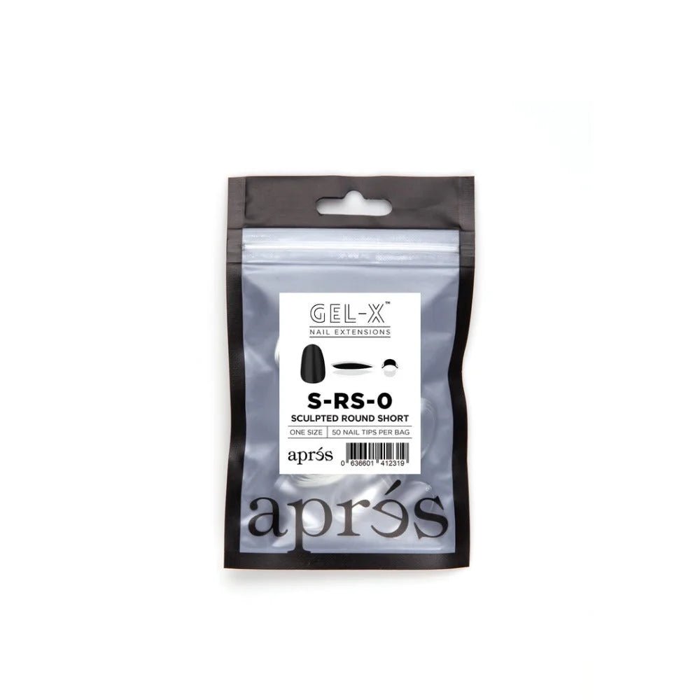Apres Gel-X Refill Tips, clear press on nails, Sculpted Round Short (50pcs), oval shaped nails