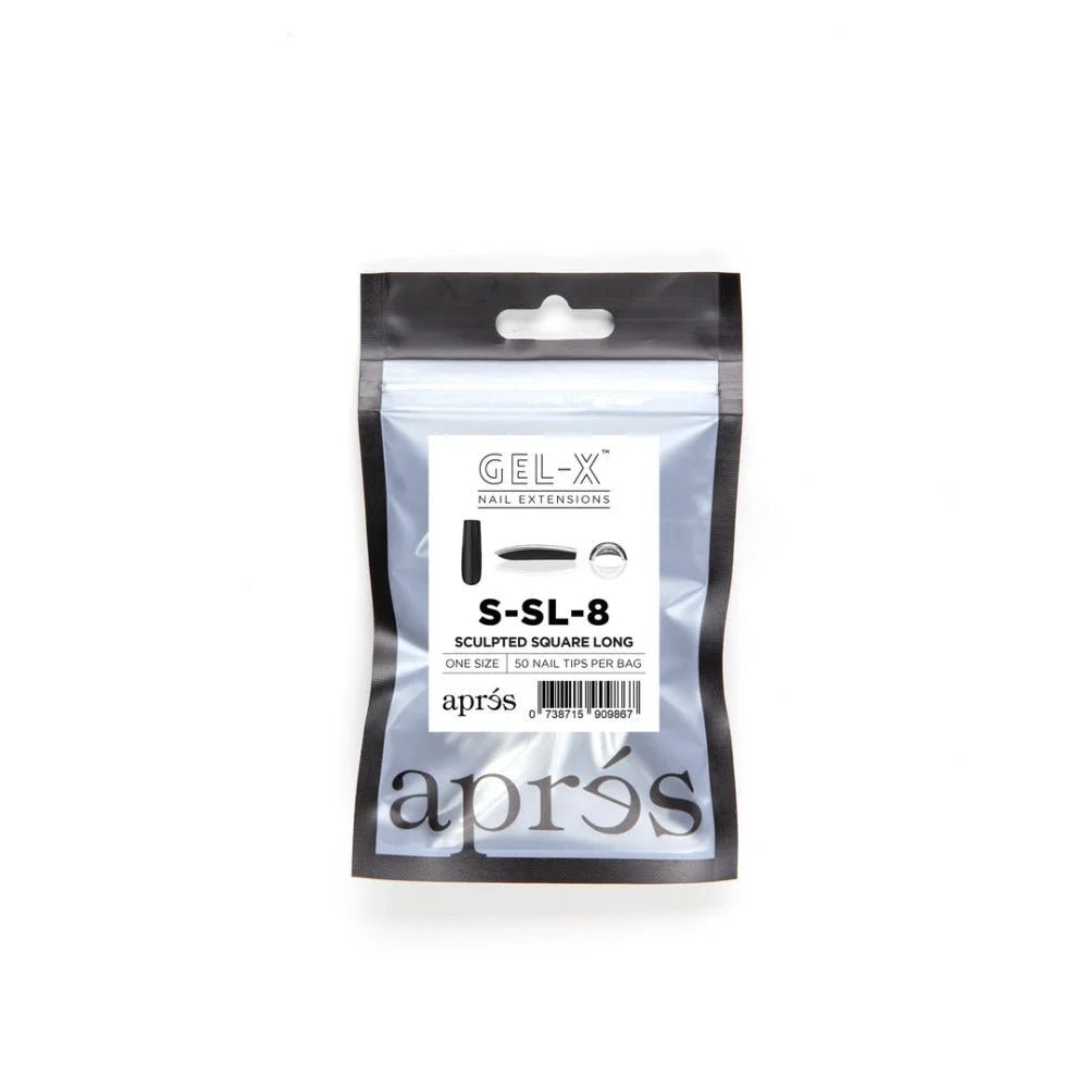 Apres Gel-X Refill Tips, clear press on nails, Sculpted Square Long (50pcs), square nails ideas