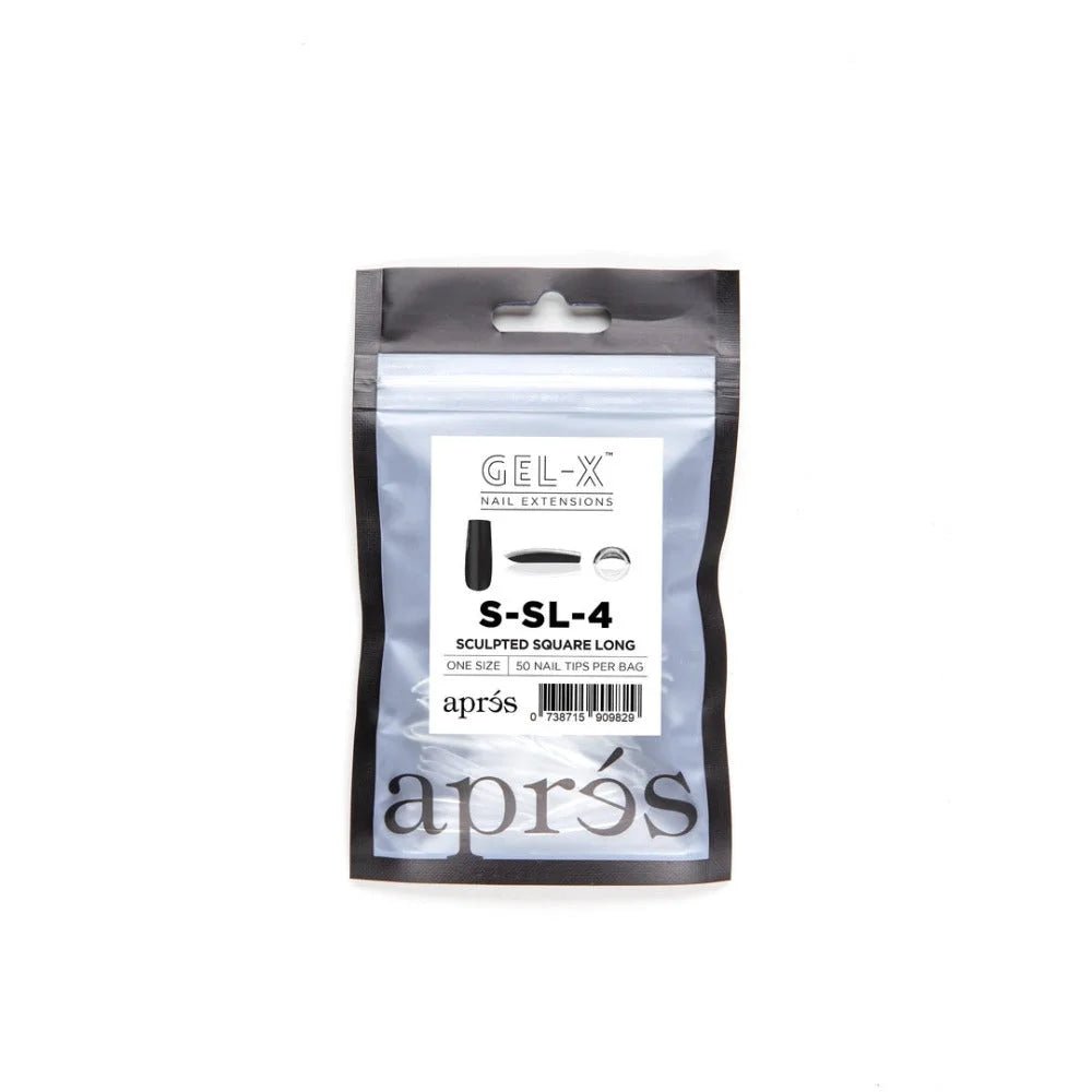 Apres Gel-X Refill Tips, clear press on nails, Sculpted Square Long (50pcs), short acrylic nails square