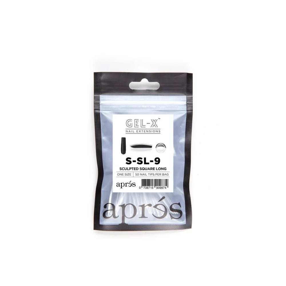Apres Gel-X Refill Tips, clear press on nails, Sculpted Square Long (50pcs), square tip nails