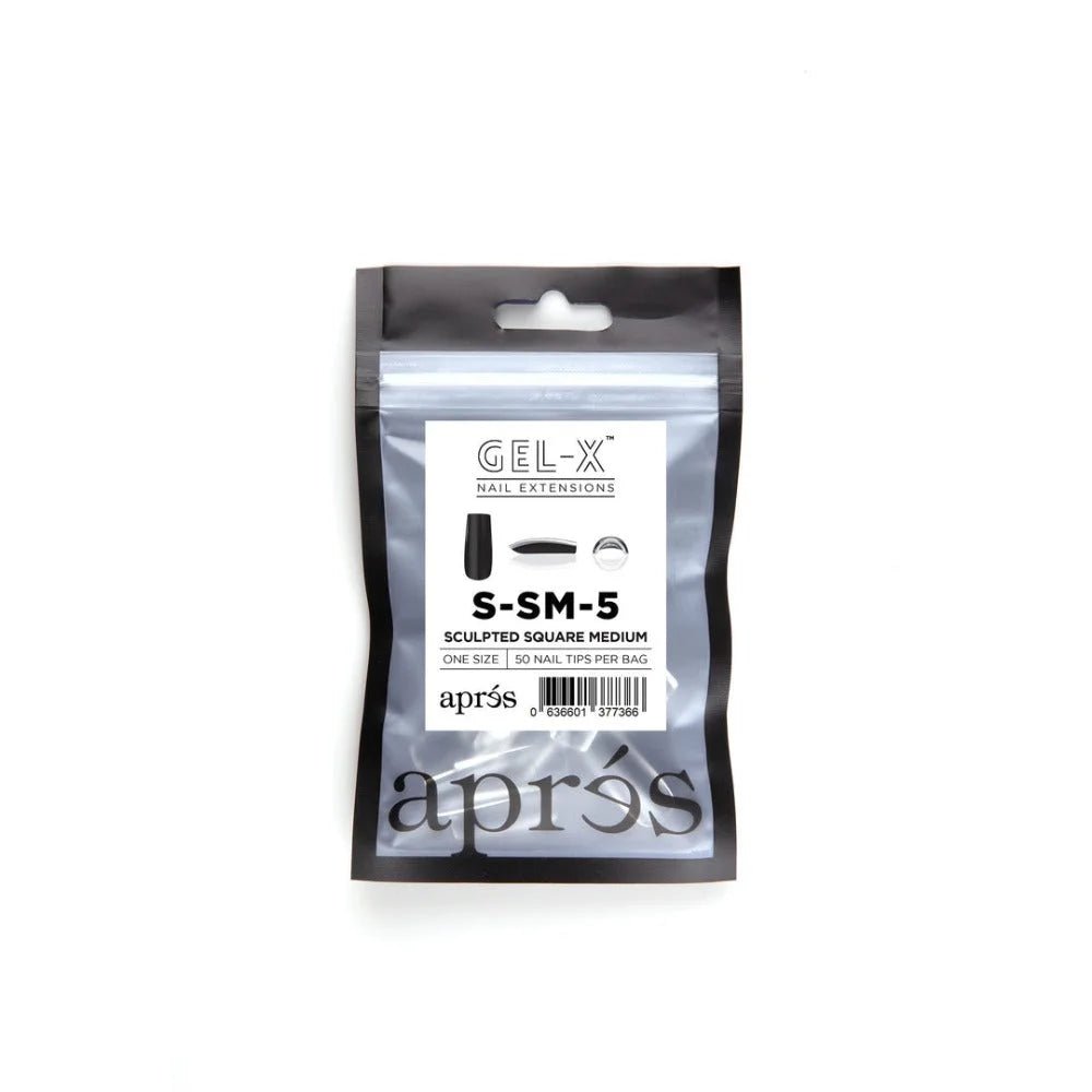 Apres Gel-X Refill Tips, clear press on nails, Sculpted Square Medium (50pcs), nails designs short square