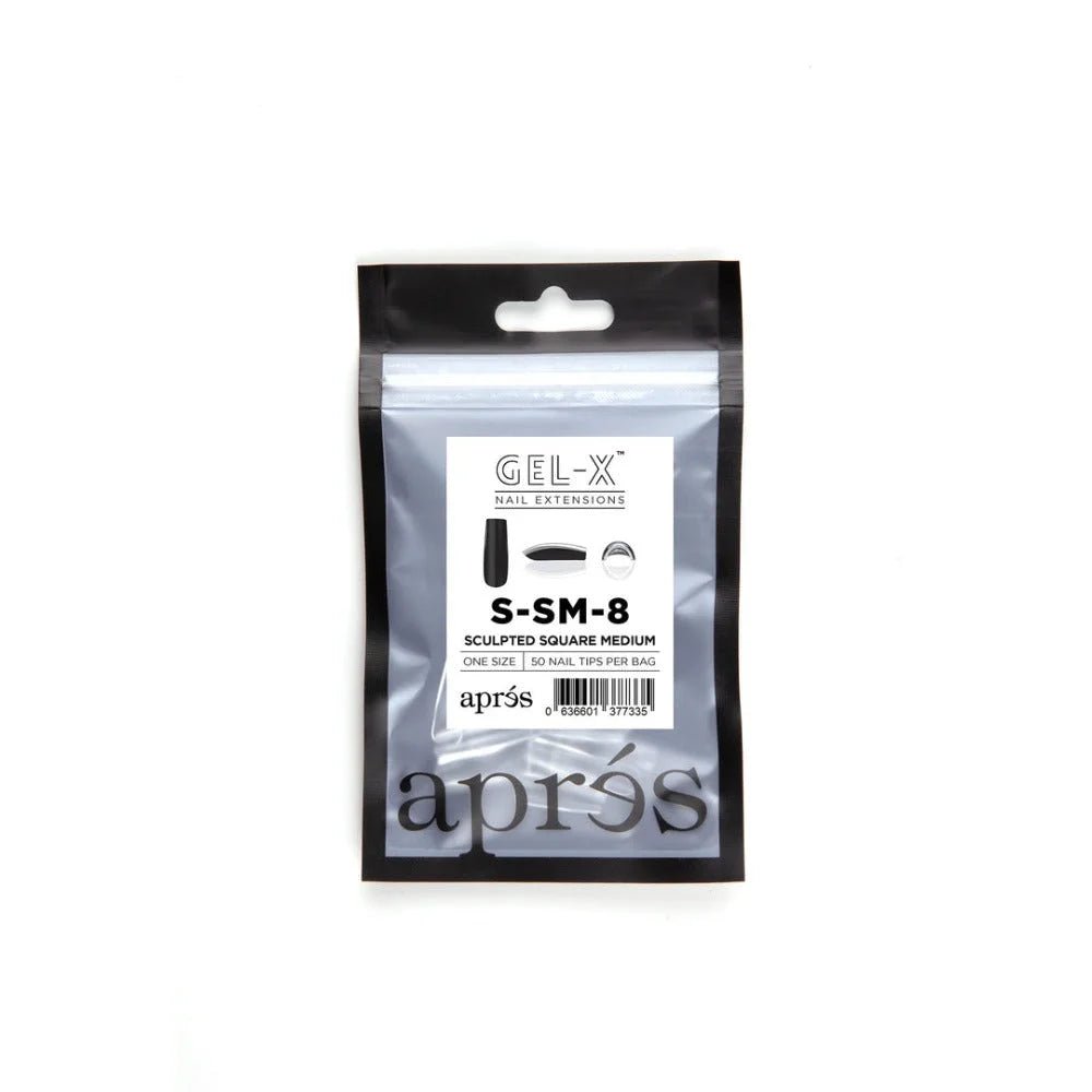 Apres Gel-X Refill Tips, clear press on nails, Sculpted Square Medium (50pcs), pink square nails
