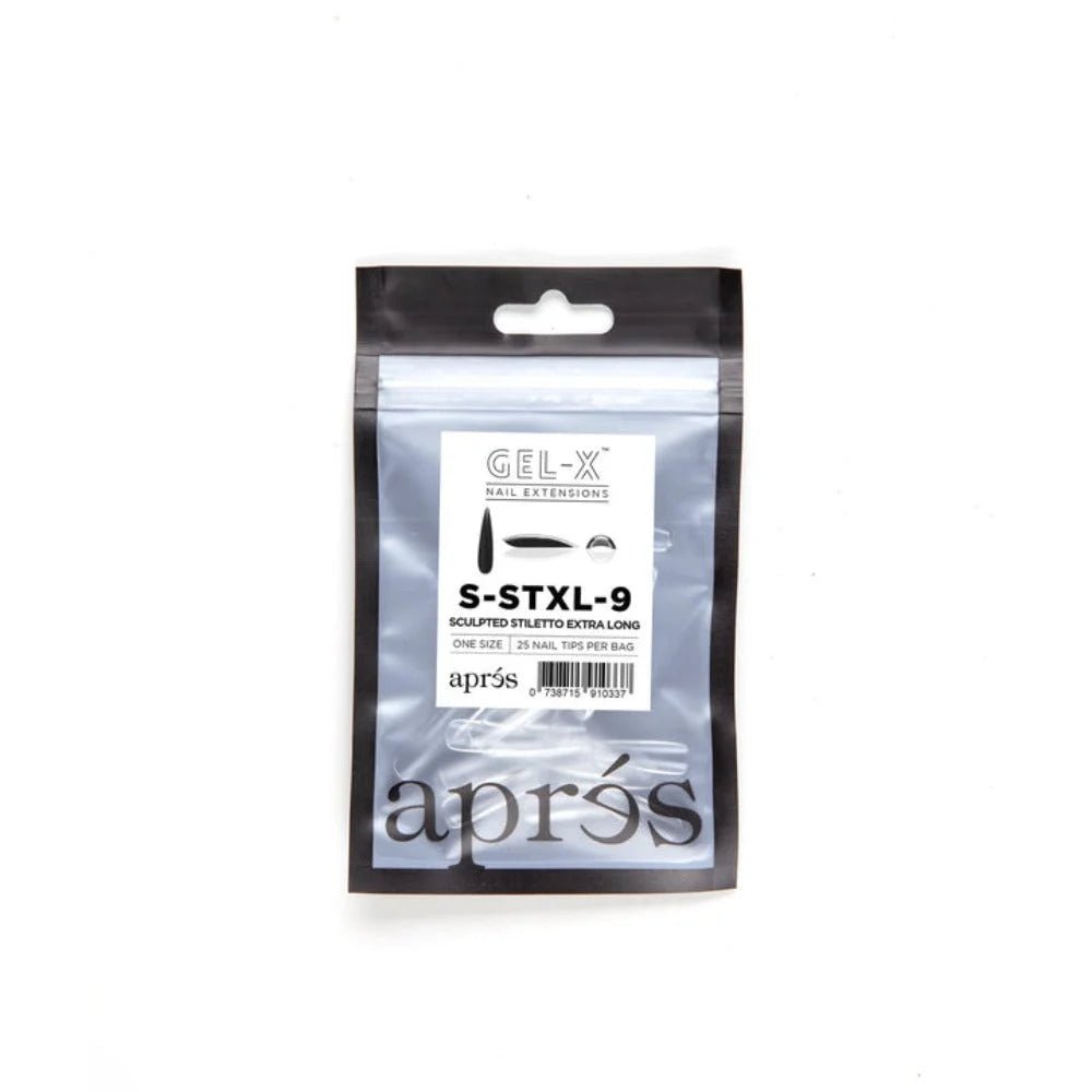 Apres Gel-X Refill Tips, clear press on nails, Sculpted Stiletto Extra Long (50pcs)