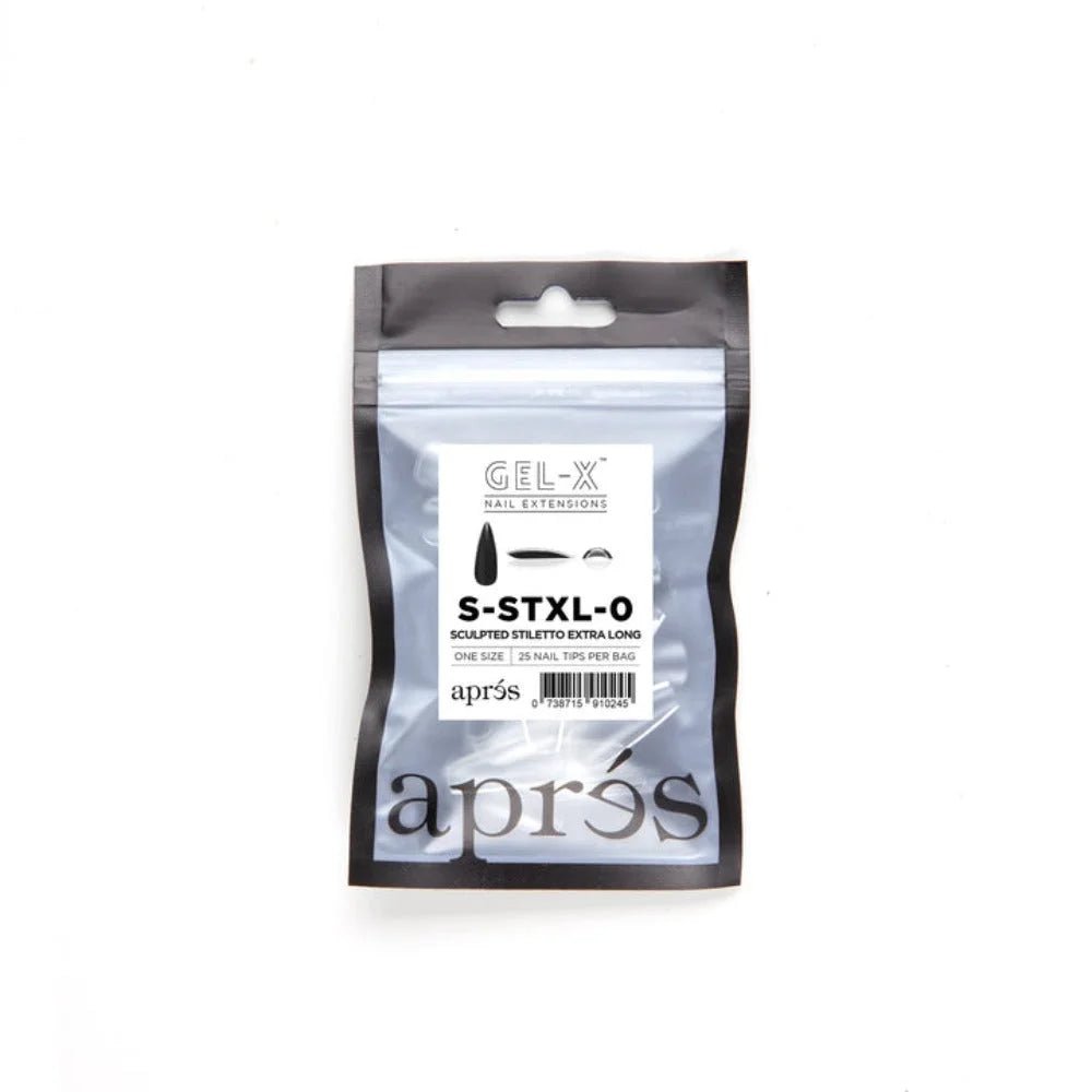 Apres Gel-X Refill Tips, clear press on nails, Sculpted Stiletto Extra Long (50pcs)