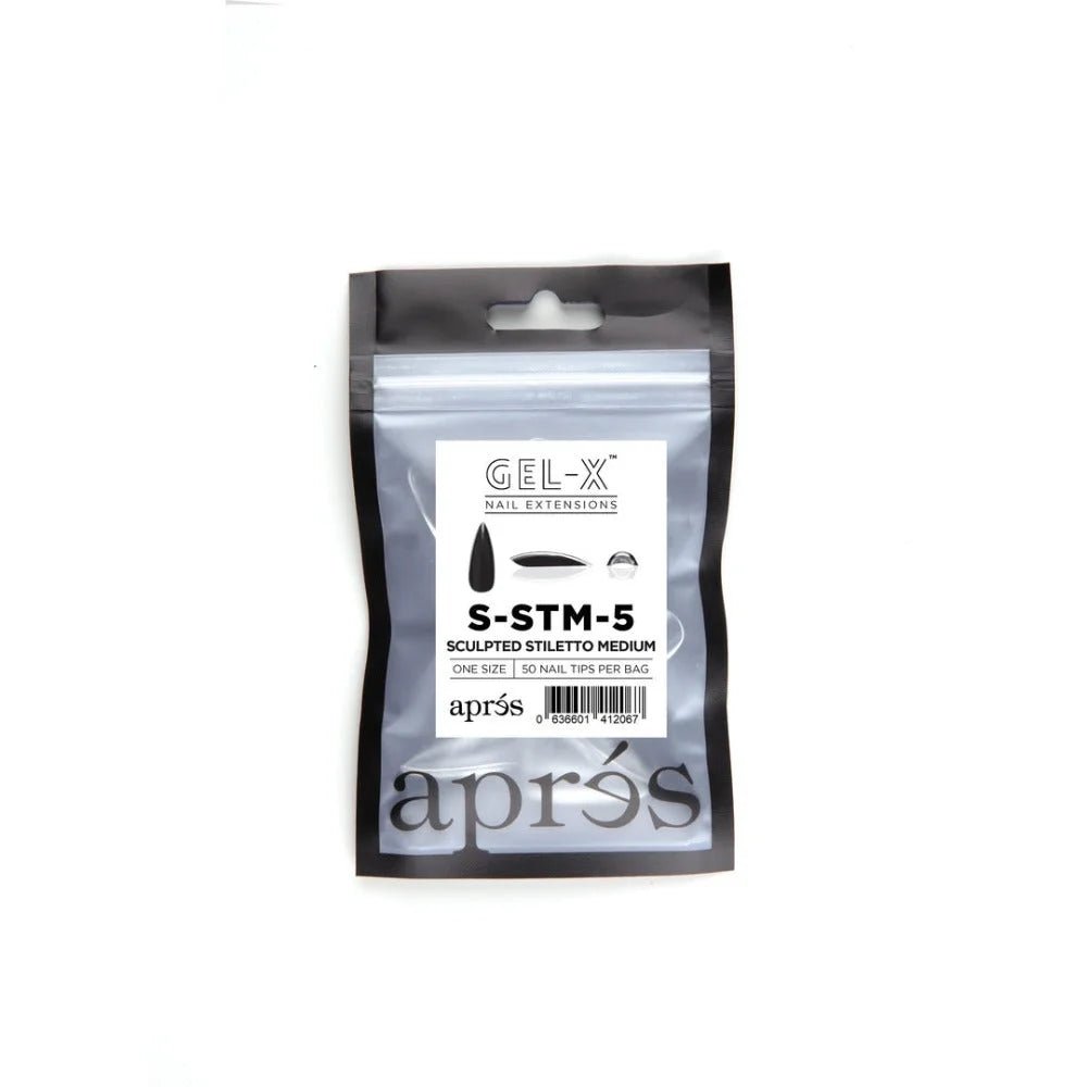 Apres Gel-X Refill Tips, clear press on nails, Sculpted Stiletto Medium (50pcs)